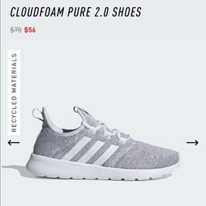 Cloud foam 2.0 pure white adidas sneakers size 8. Worn once, EUC